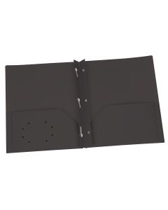 Oxford Black Two Pocket Poly Portfolio with Prongs
