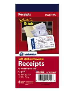 Adams Write 'n Stick Money/Rent Receipt Book, 2-Part, 2-3/4