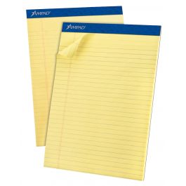 2 hole drilled Canary Wide Ruled Ampad Writing Pads TOP20-221 8.5 x 11.75 50 Sheets 
