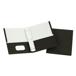 Oxford School Grade Two Pocket Portfolio, Fasteners, Black, 25 Pack