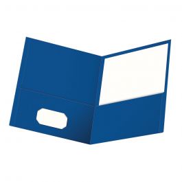 - 1 4 Pack 04162 Blue with Gold Foil Trim Letter Size Oxford Monogram Executive Twin Pocket Folders 