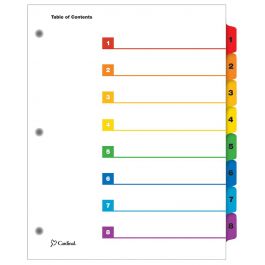 Cardinal OneStep Printable Table of Contents Dividers, 8 Tab ...