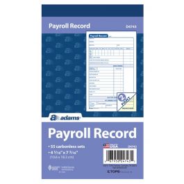 D4743 12 Pack Adams Employee Payroll Record Book White and Canary 4.19 x 7.19 Inches 2-Part 55 Sets 