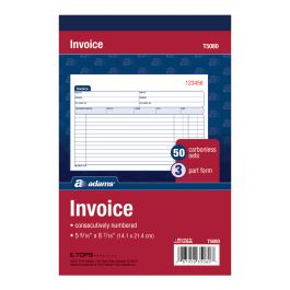 Adams Contractor'S Invoice Book 8.38 X 11.44 Inch 3-Part Carbonless 50 Sets, 