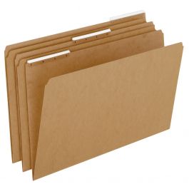 Pendaflex Kraft File Folders With Plastic Angled Tab, Legal size, Kraft