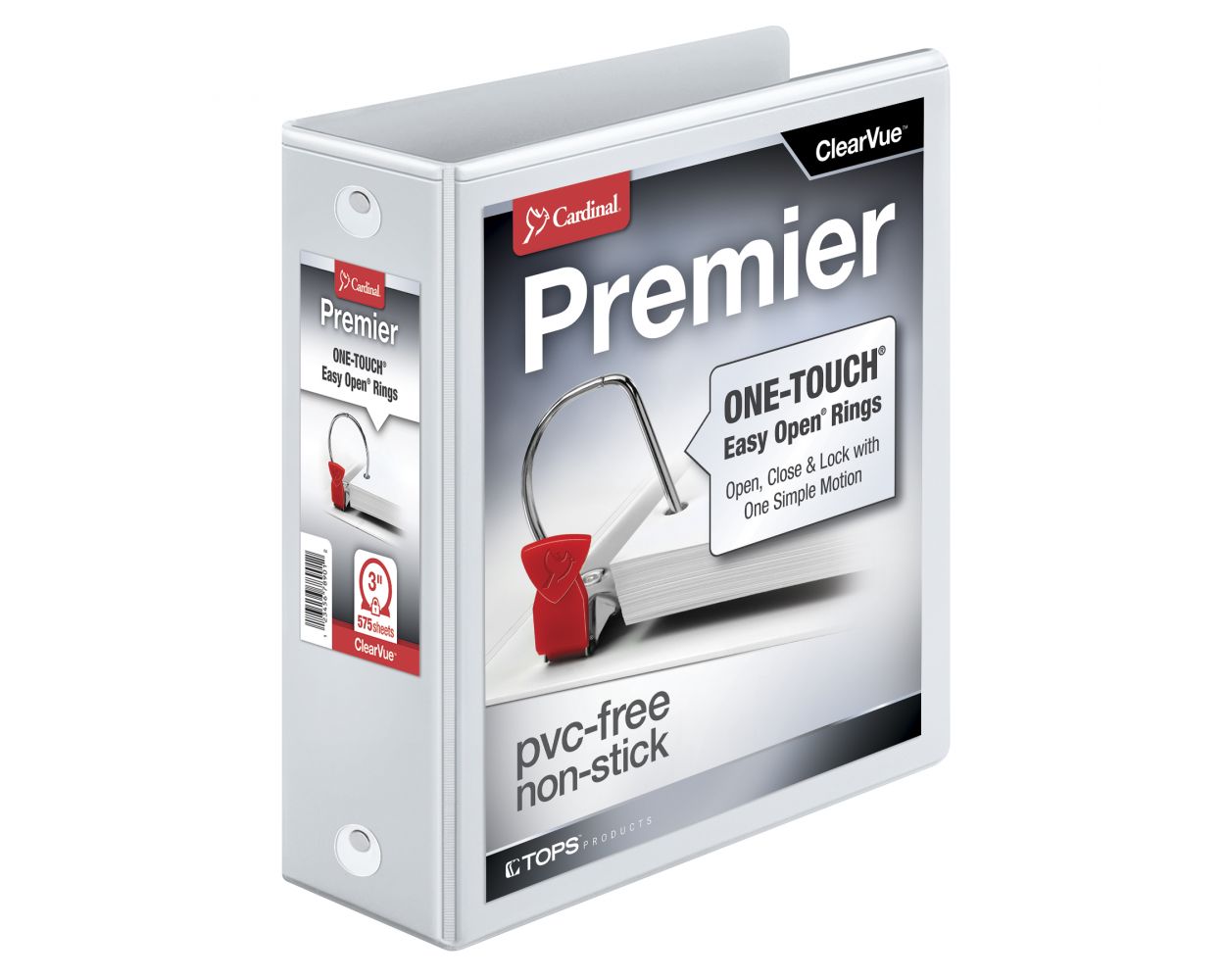 Wholesale Round Ring View Binders: Discounts on Cardinal EasyOpen ClearVue Locking Round Ring Binder CRD11130CB