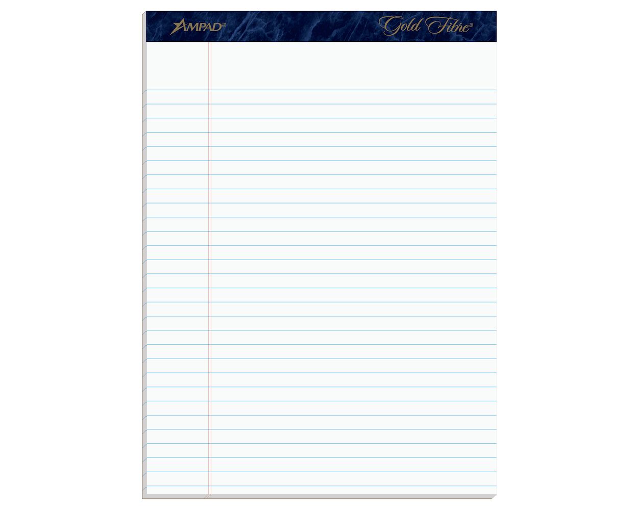 Ampad Gold Fibre Wirebound Writing Pad w/Cover 8 1/2 x 11 3/4 White Navy Cover 