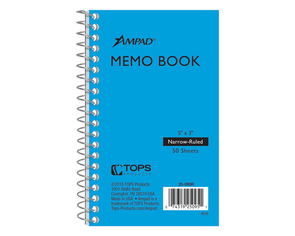 Ampad® Memo Book, 3" x 5", Narrow Rule, 50 Sheets TOP25095R-BULK