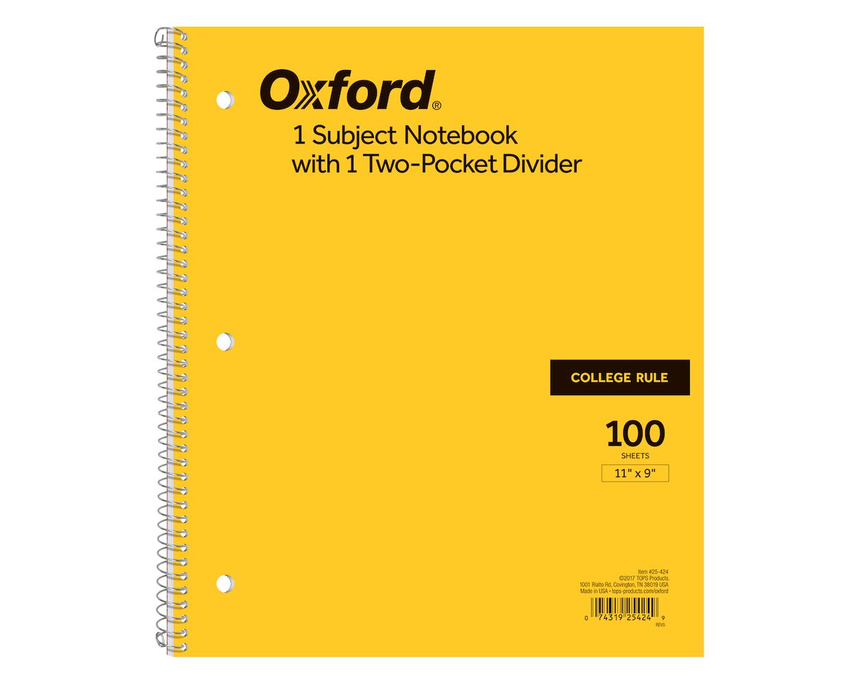 Oxford® 1-Subject Notebook, 9
