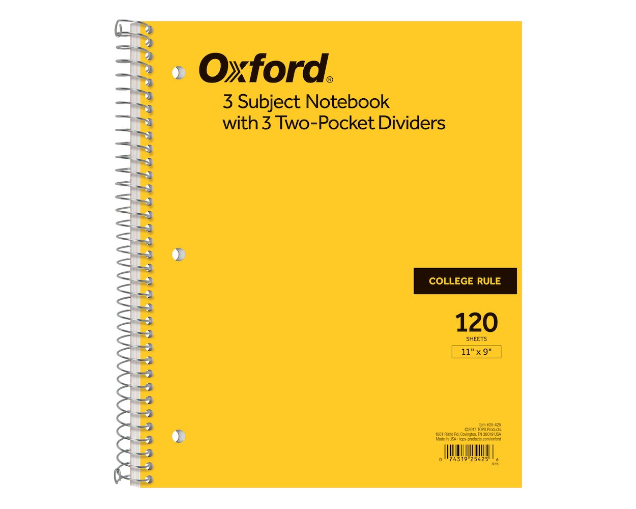 Oxford 1-Subject Notebook 8.5" x 11" 80 Sheets College Ruled 801043