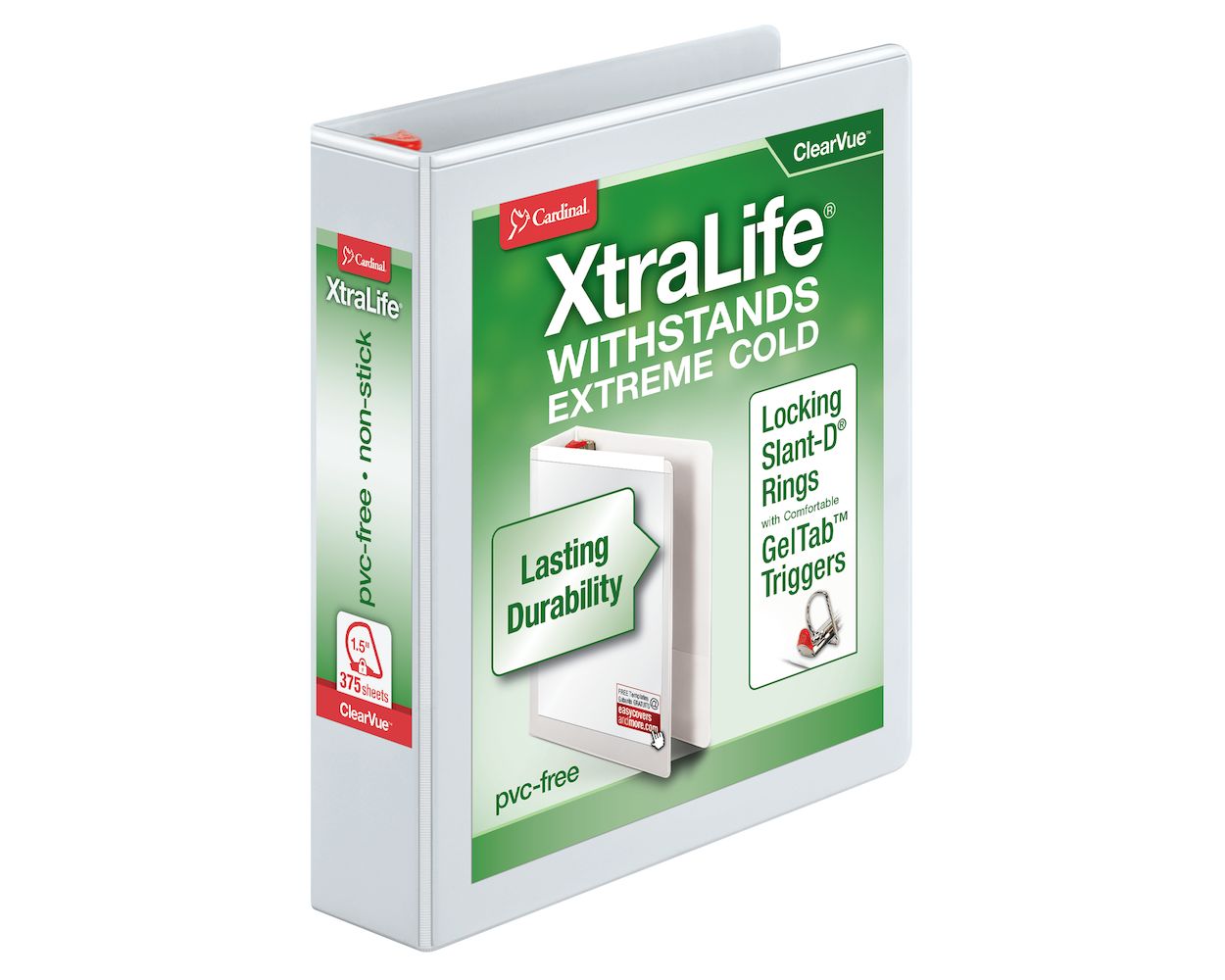 Wholesale Slant Ring/D-Ring View Binders: Discounts on Cardinal Xtralife ClearVue Locking Slant-D Binders CRD26310