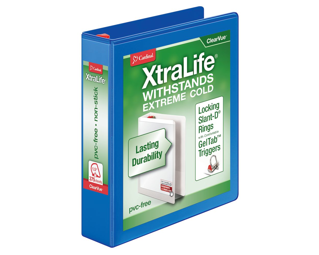 Wholesale Slant Ring/D-Ring View Binders: Discounts on Cardinal Xtralife ClearVue Locking Slant-D Binders CRD26312