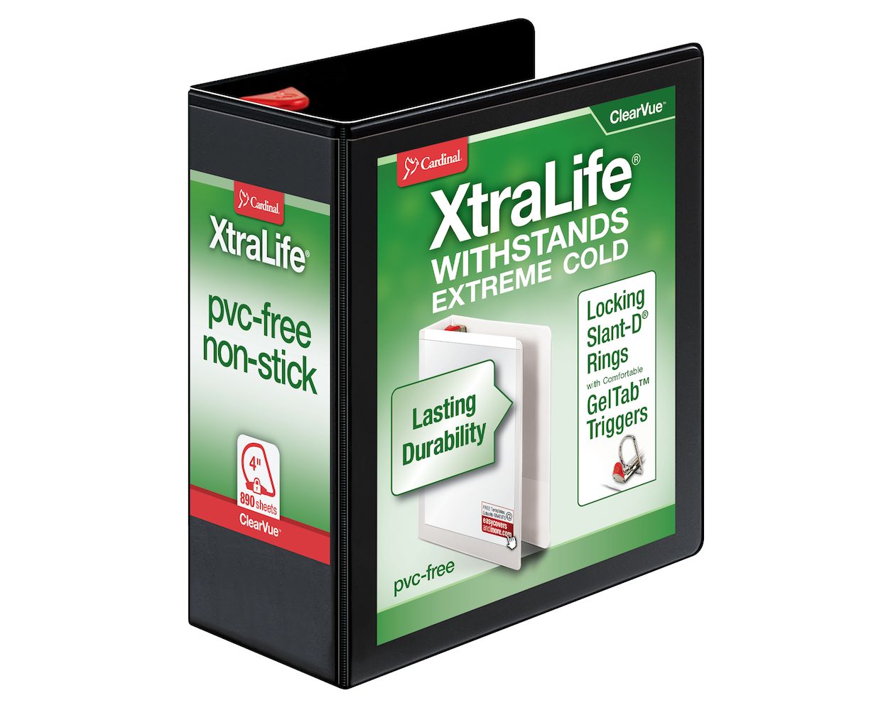 Wholesale Slant Ring/D-Ring View Binders: Discounts on Cardinal Xtralife ClearVue Locking Slant-D Binders CRD26341