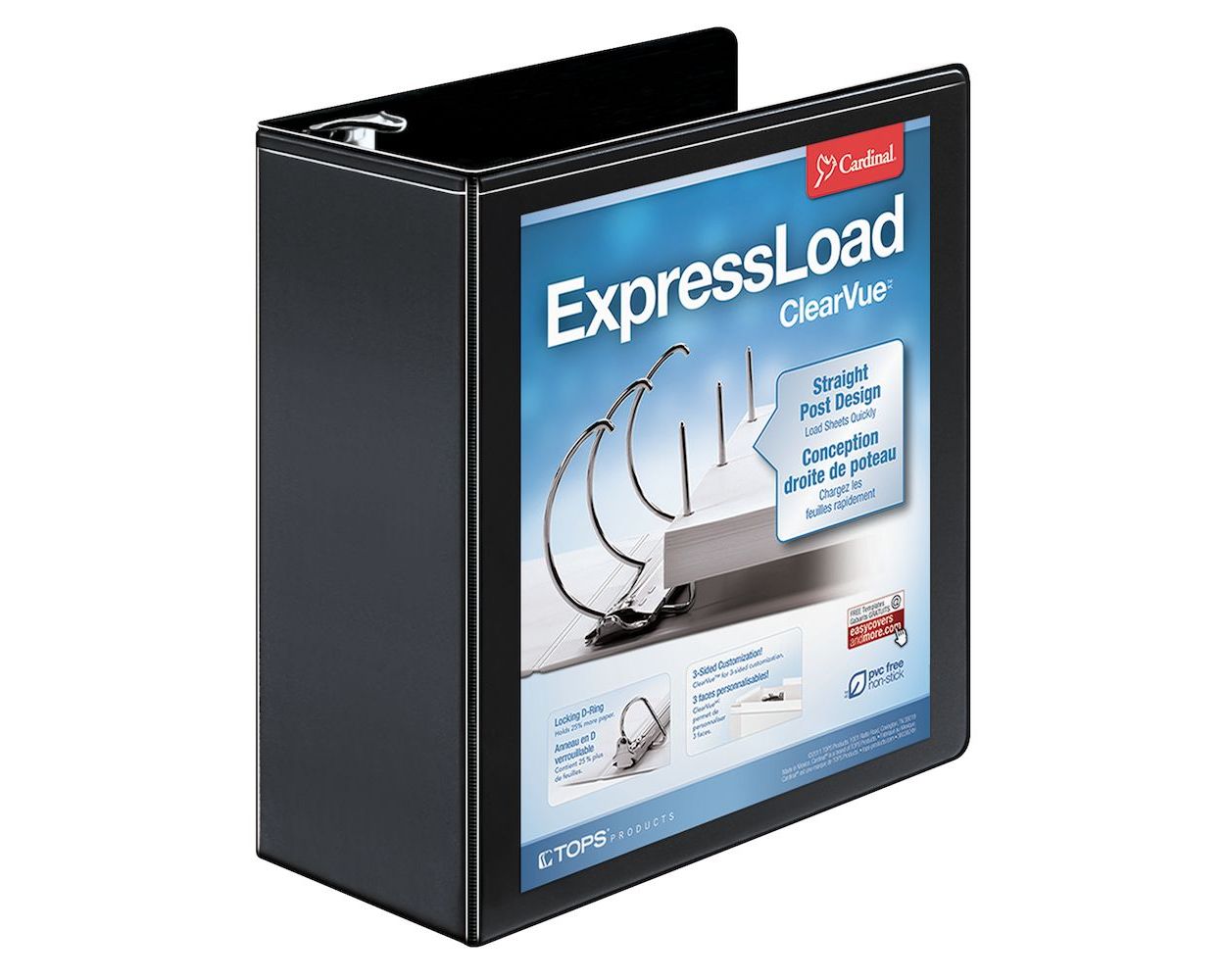 Wholesale Slant Ring/D-Ring View Binders: Discounts on Cardinal ExpresLoad ClearVue Lockg D-ring Binders CRD49141