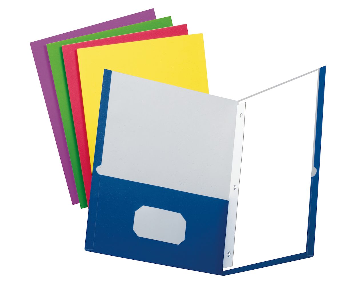 School Grade Two Pocket Portfolio Fasteners Assorted Colors 150 Per PDQ