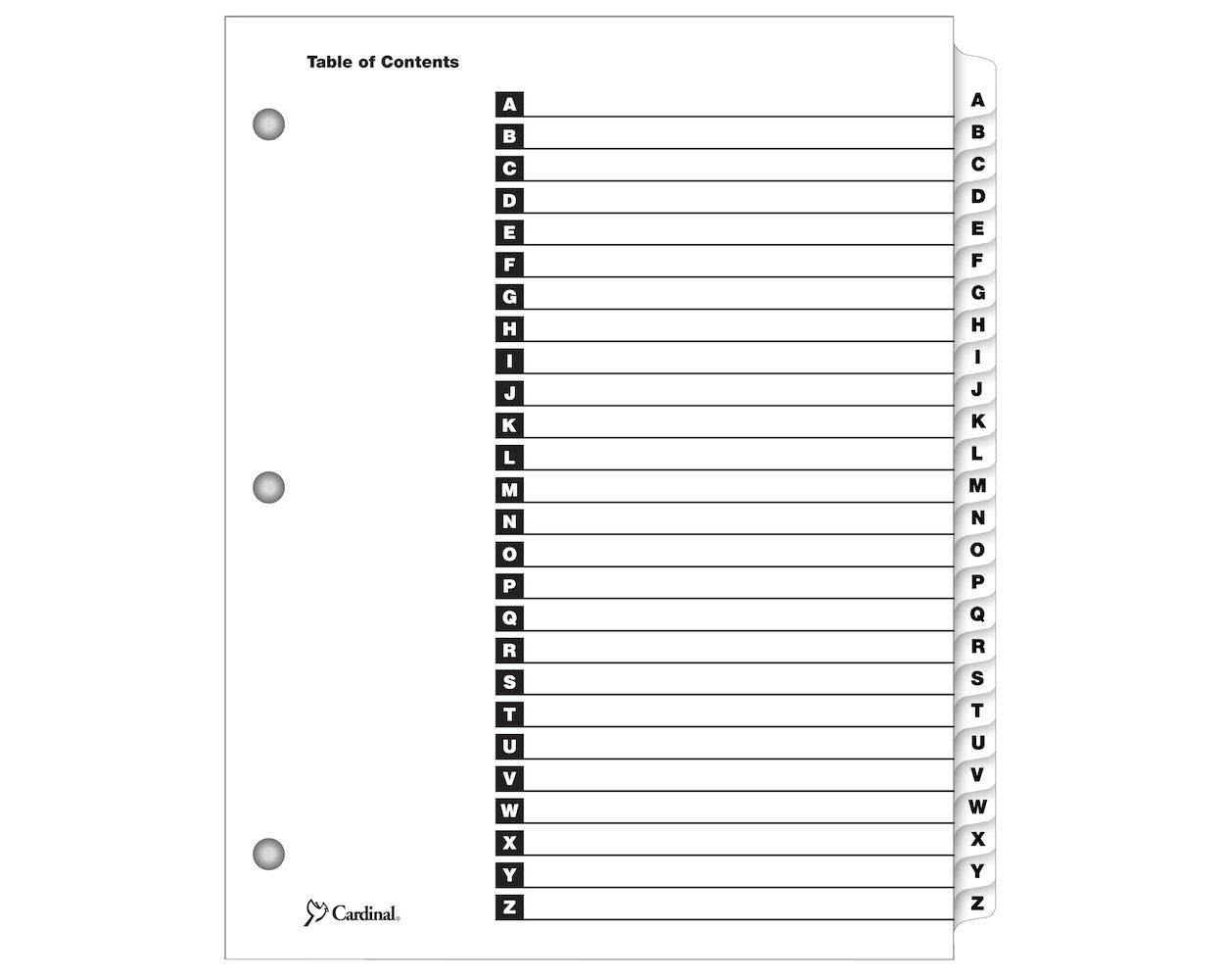 Printed1 8 X Divider Cardinal Onestep Printable Table Of Contents Dividers 