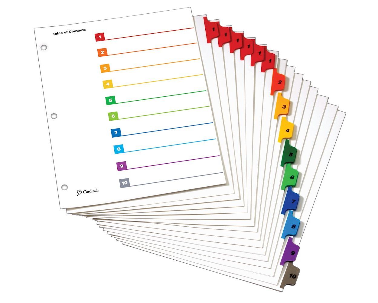 Cardinal OneStep Printable Dividers 3 Ring Binders Reversible Multicolor tabs