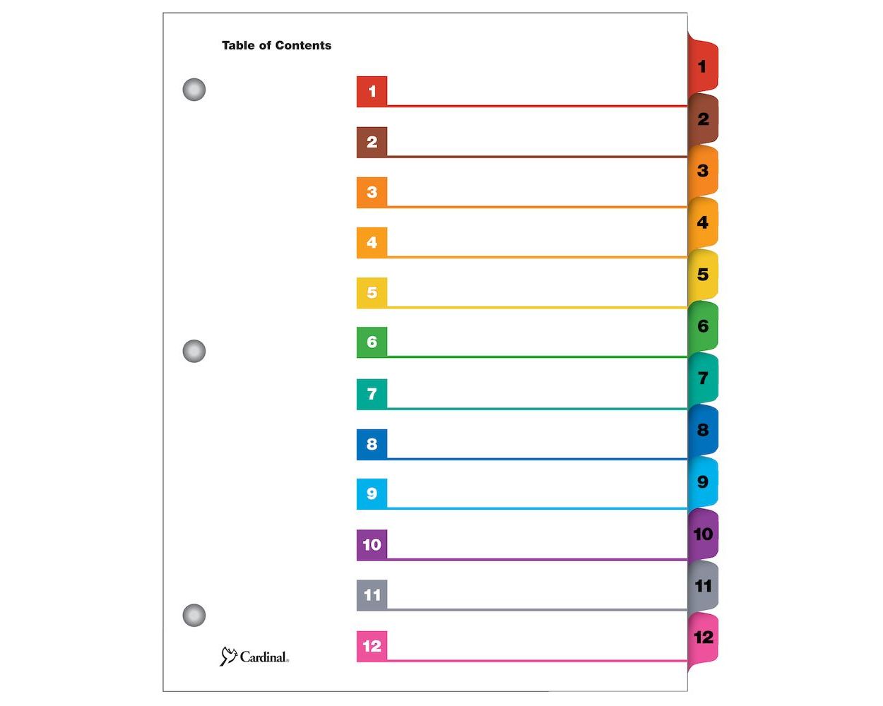 cardinal-onestep-printable-table-of-contents-dividers-12-tab-multicolor for Free Printable Binder Divider Templates Cardinal OneStep Printable Table of Contents Dividers, 12 Tab, Multicolor for Free Printable Binder Divider Templates