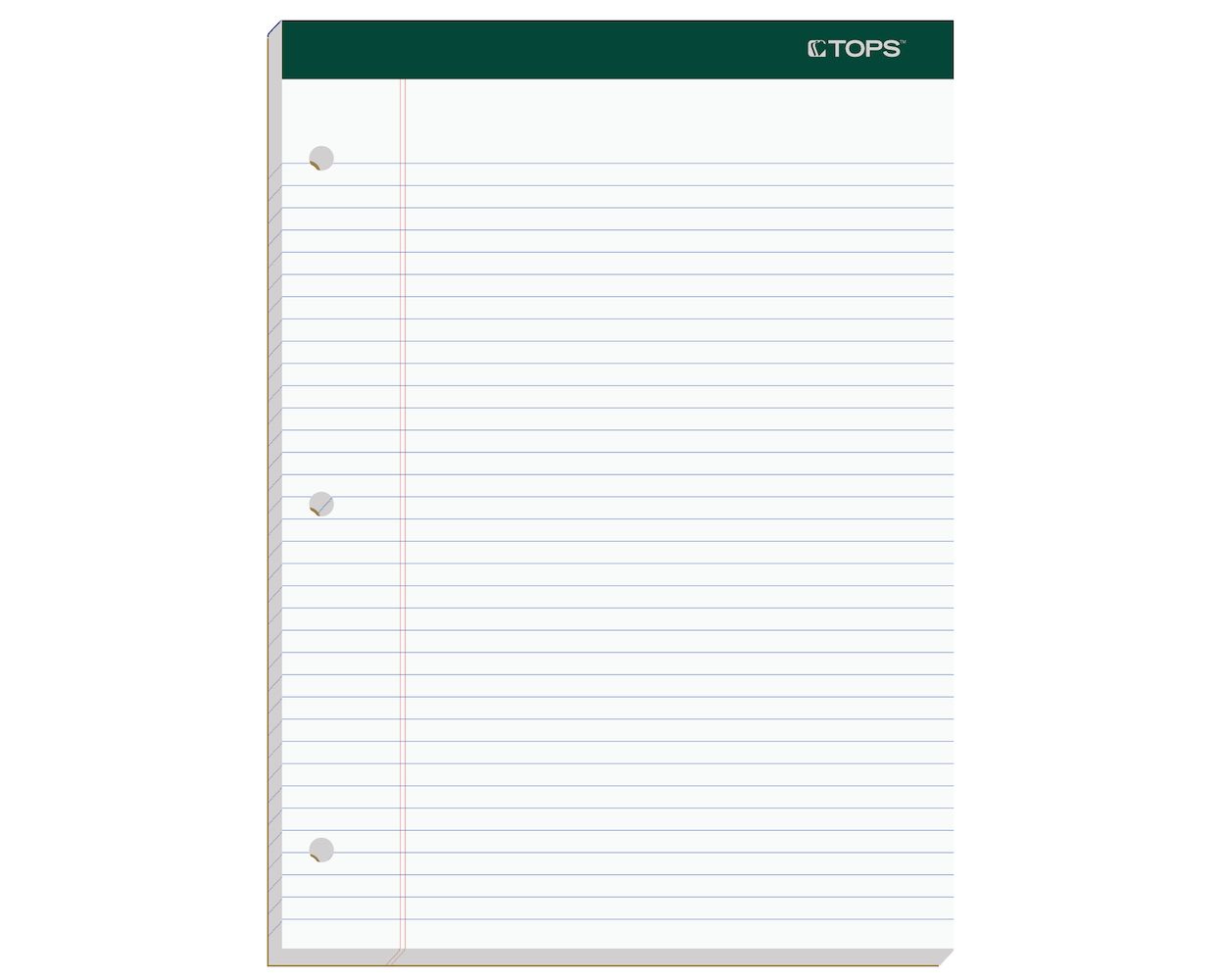 TOPS Docket Writing Pads Narrow Rule 3-Hole Punched 100 Sheets 99611 8-1/2 x 11-3/4 Canary Paper 2 Pack 
