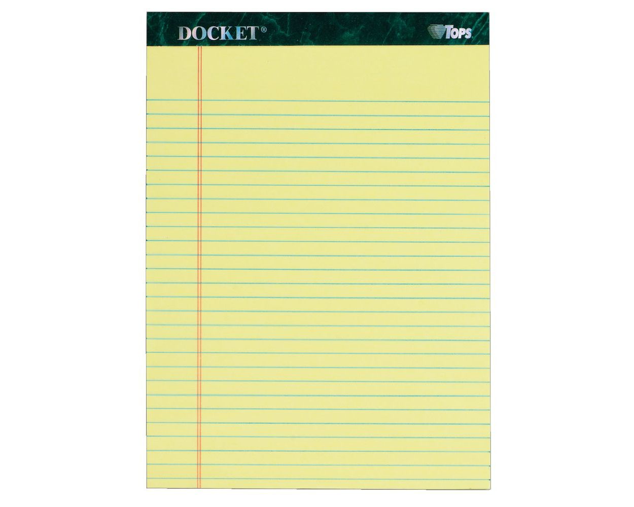 Wholesale Writing Pads: Discounts on Docket Writing Tablet, 8-1/2" x 11-3/4", Perforated, Canary, Legal/Wide Rule, 50 SH/PD, 6 PD/PK TOP63406