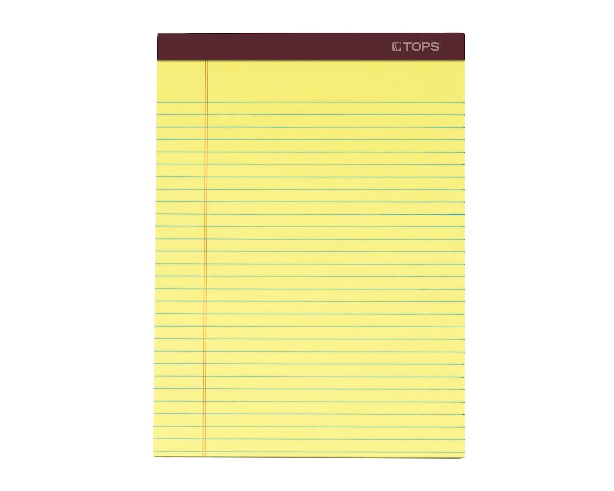 TOPS Docket Gold Writing Tablet, 8-1/2 x 11-3/4, Perforated, Canary,  Legal/Wide Rule, 50 SH/PD, 6 PD/PK