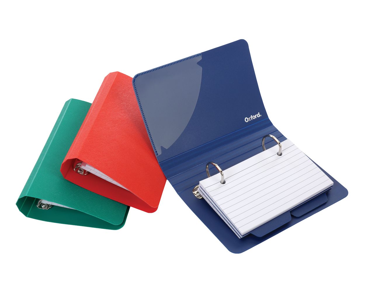 INDEX CARD BINDER With Dividers Blue Red Green Poly Oxford 50 3x5 Cards