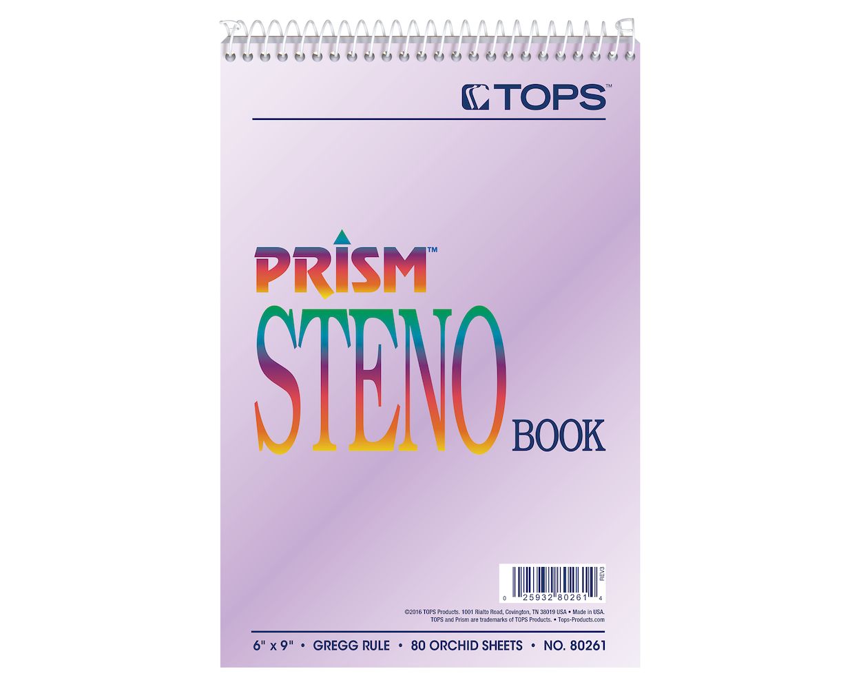 Gregg Rule TOPS Prism 100% Recycled Steno Book 6 x 9 Inches 80 Sheets per Book 80264 4 Books per Pack Orchid Top Wirebound