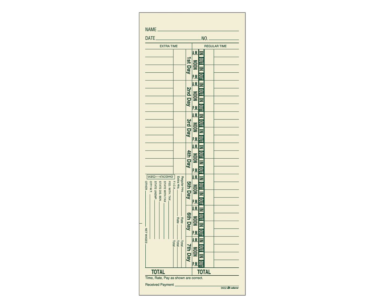 thumbnail image 2 of Timekeeping Supplies 100 Lathem 7000E & 7500E Time Clock Cards - E79 Compatible, Numbered 1-100 Barcoded Time Cards 2 of 12