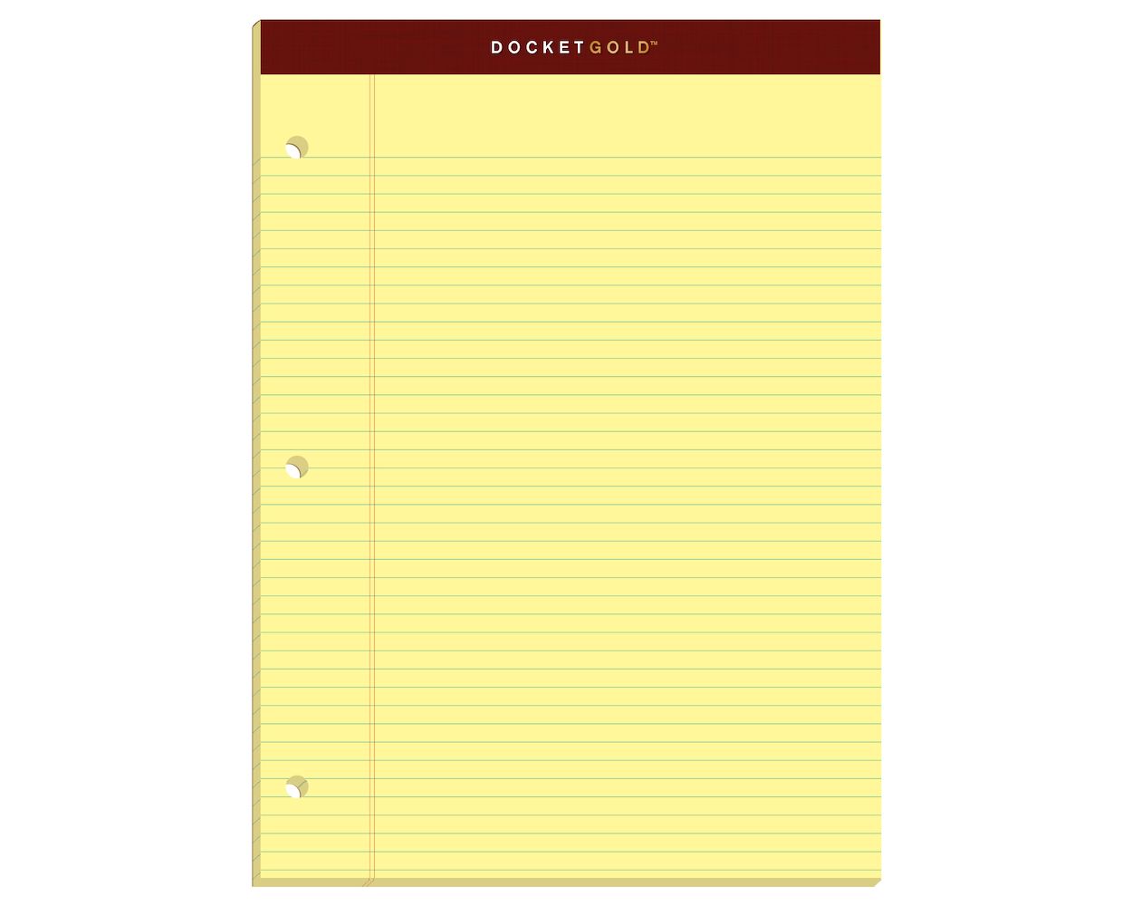 Wholesale Writing Pads: Discounts on Docket Gold Writing Tablet, 8-1/2" x 11-3/4", Perforated, 3HP, Canary, Narrow Rule, 100 SH/PD, 2 PD/PK TOP99716