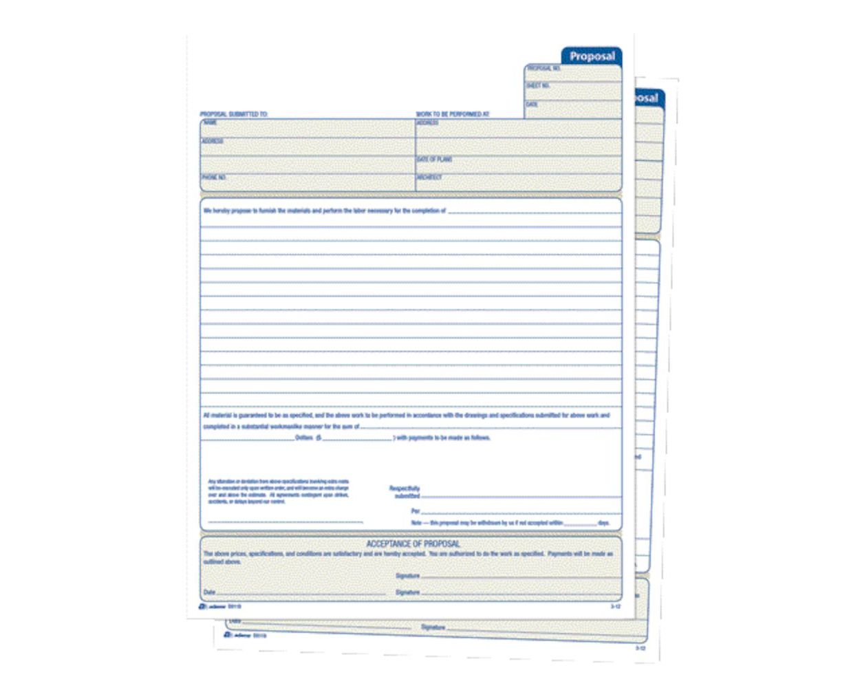 Wholesale Service & Repair: Discounts on Adams Proposal Book, Includes Carbon, 50 ST/BK ABFD8118