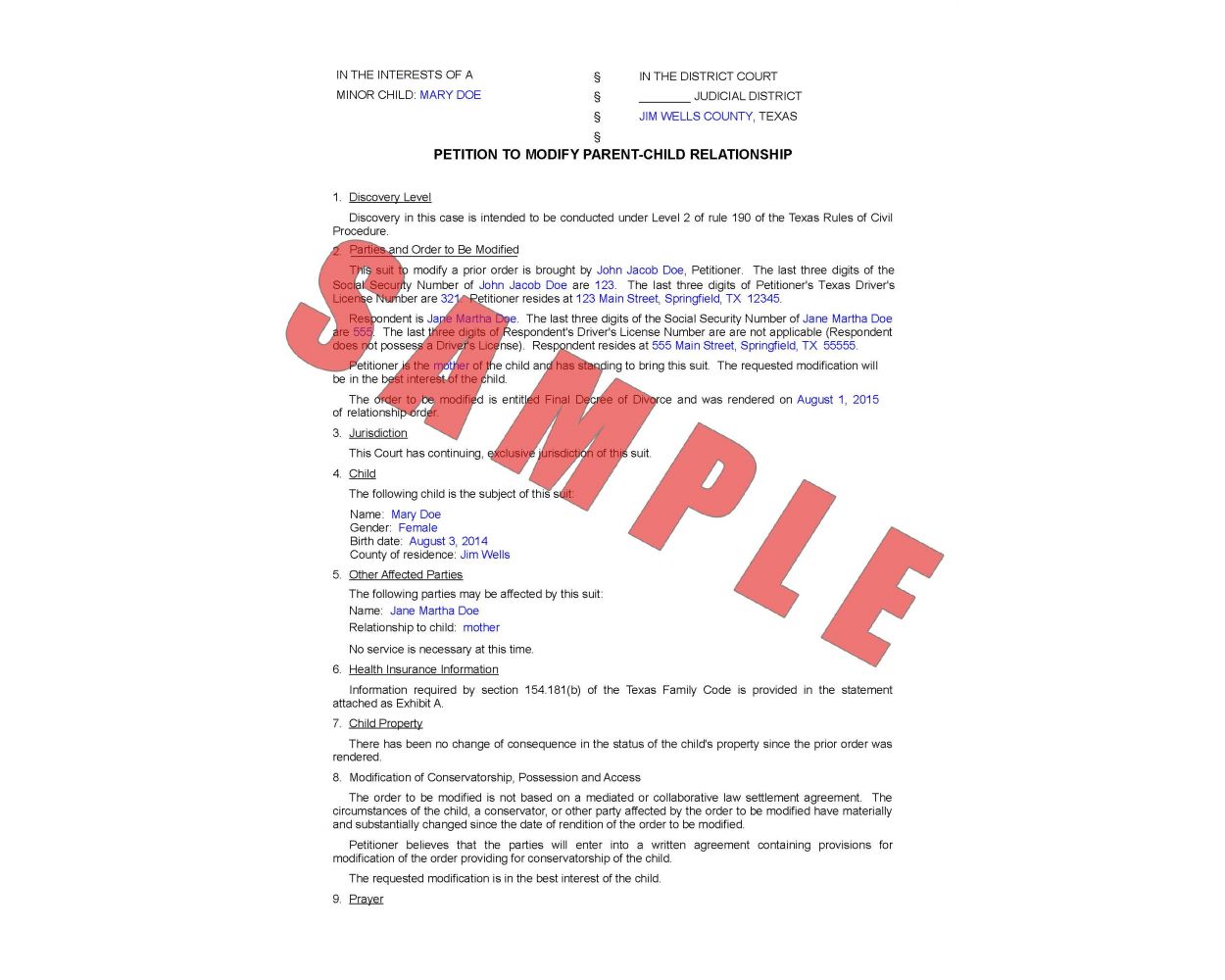 Texas Petition to Modify Parent-Child Relationship Custom Online