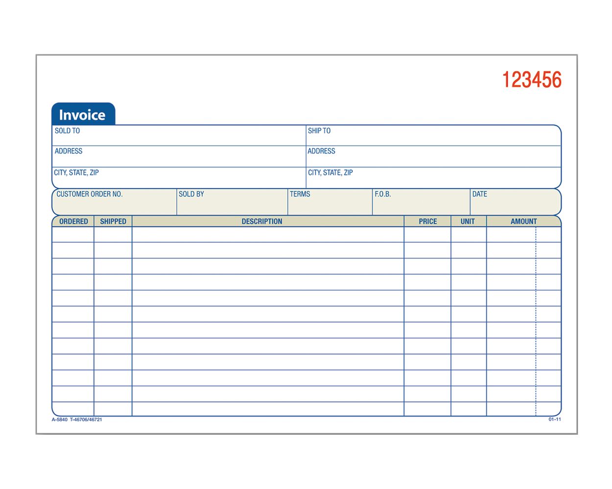 Spiral Invoice Book 8 1/2 X 7 1/4 2 Part Carbonless WHITE/Canary 50 Sets Per SC" 