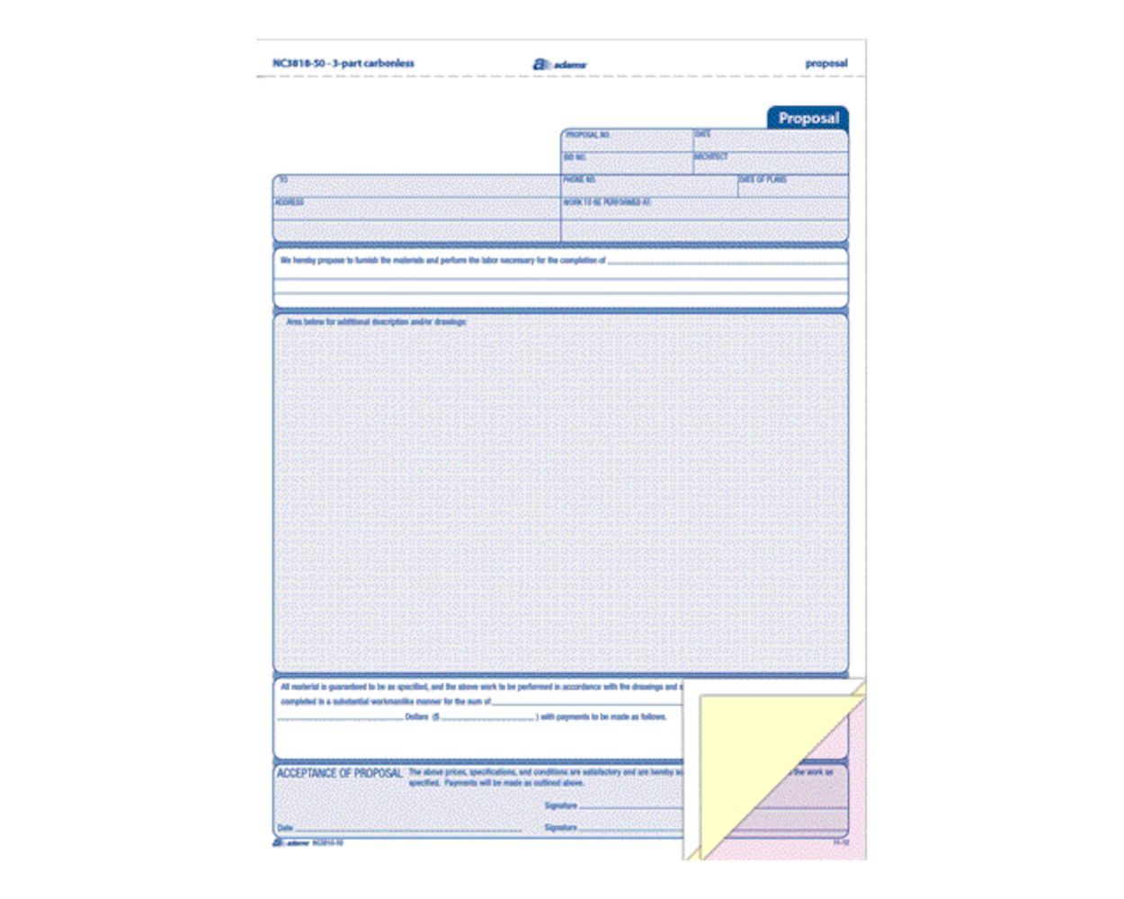 Wholesale Sales & Invoices: Discounts on Adams Proposal Unit Set, 3-Part, Carbonless, 50/PK ABFNC381850