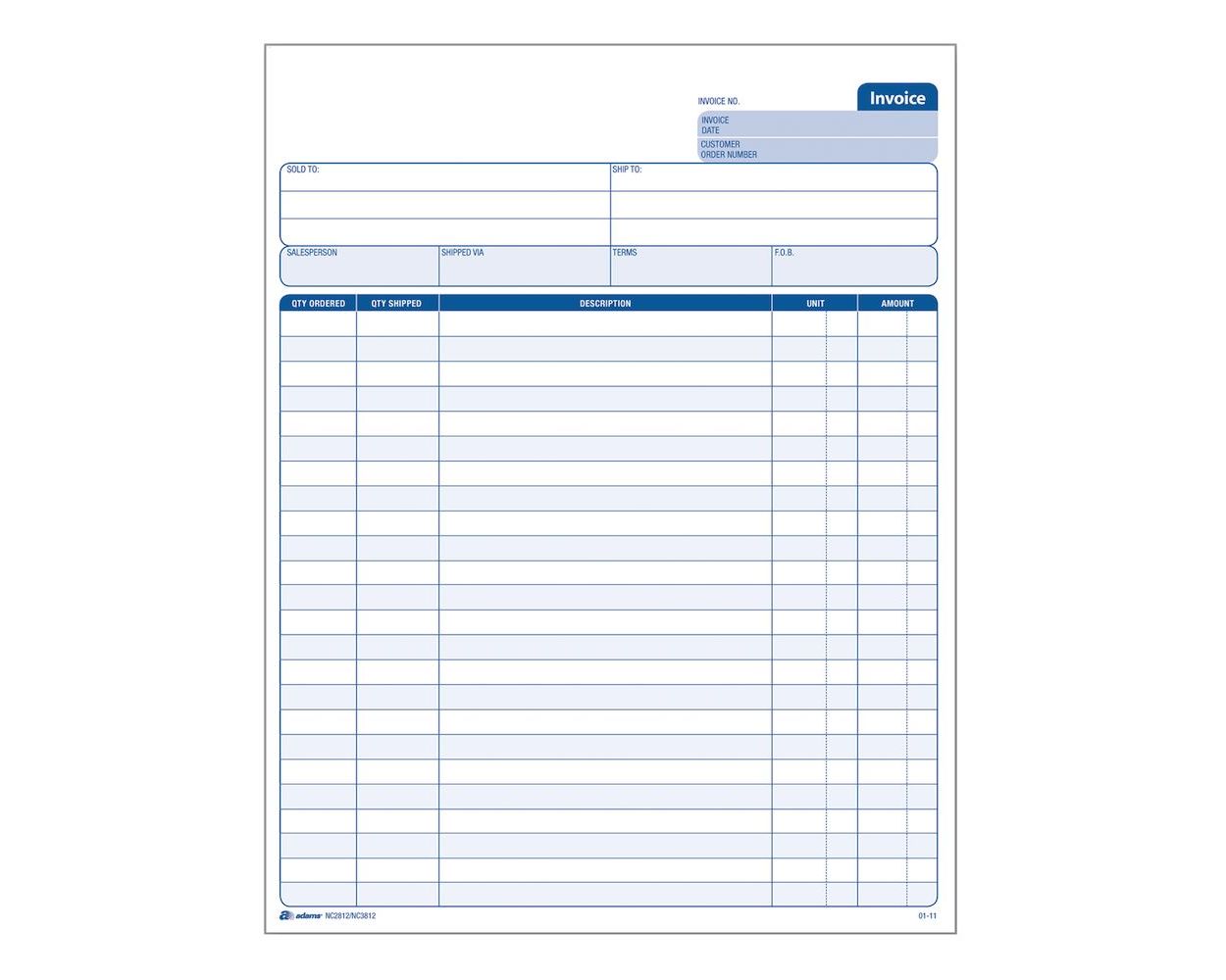Wholesale Sales & Invoices: Discounts on Adams Invoice Unit Set, 3-Part, Carbonless, 50/PK ABFNC381250