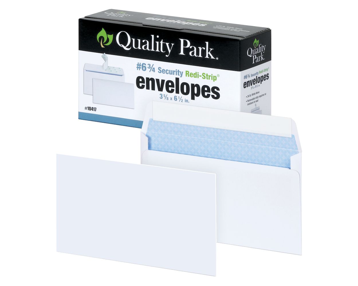 6 34 Security Tinted Envelopes with Redi Strip Self Seal Closure for Business Mailings 24 lb White Wove 3 58 x 6 12 100Box