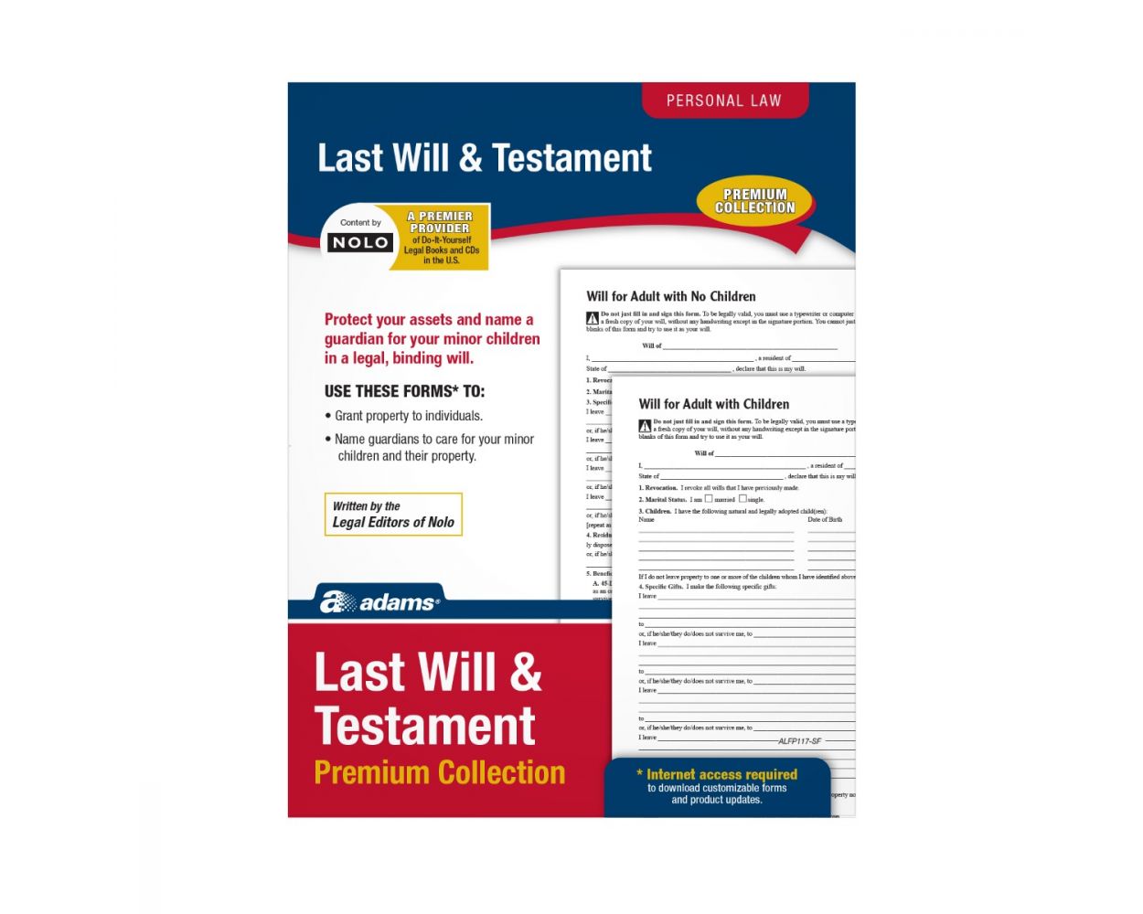Adams Last Legal Forms Kits Will and Testament Forms and Instructions Includes 