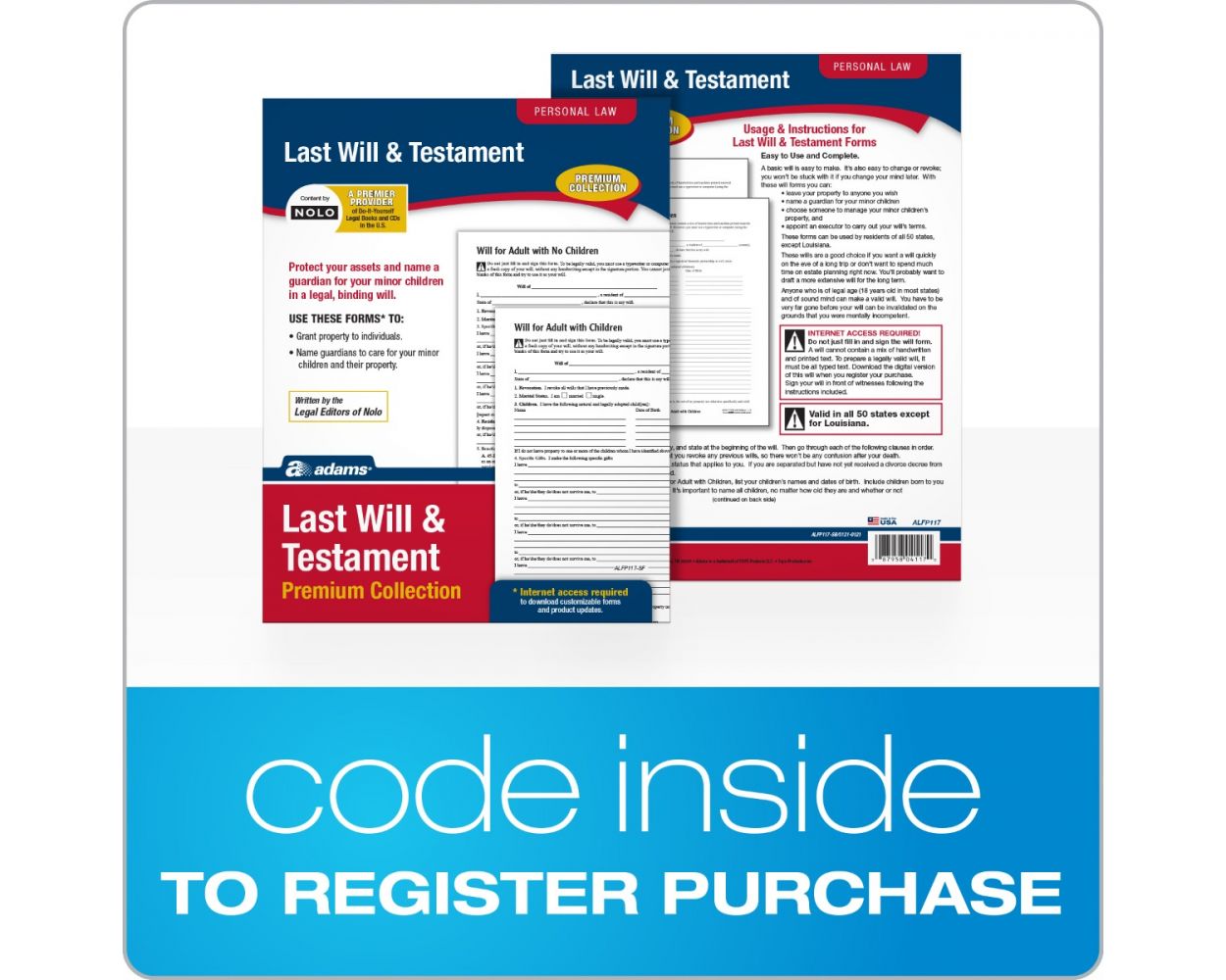 last will & testament with cd, forms and instructions