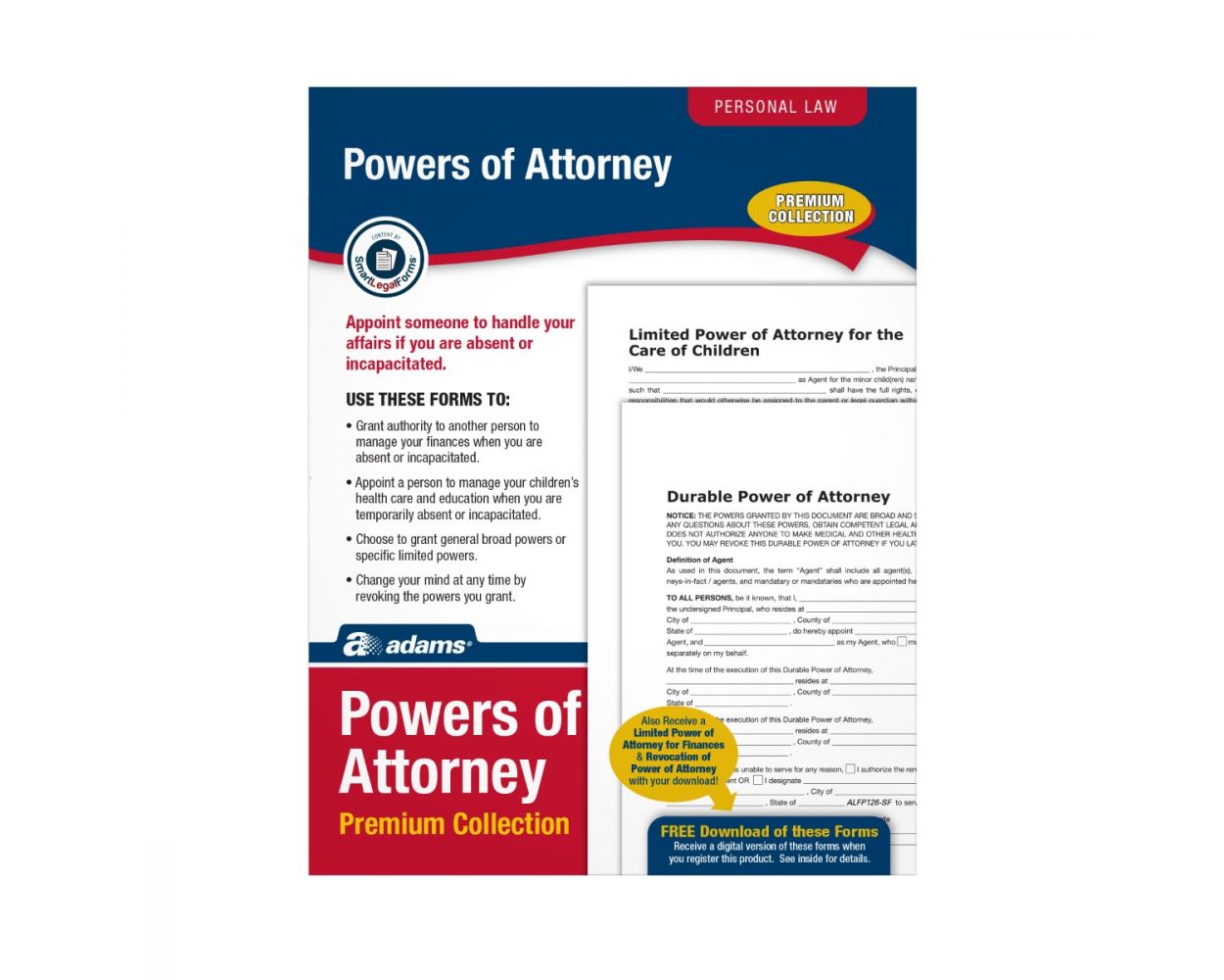 Includes Forms and Instructions ALFP126 Adams Power of Attorney Forms Pack 